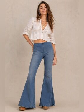 We The Free Penny Pull On Flare Jeans Bell Bottom Boho 70s Y2K Revival Hippie